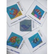 Набор из 5 рисунков на ткани 7*7 см  д/вышивания бисером