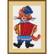 Канва с рис. 590-К Кот с гармощкой рыжий 16*20