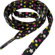 110 см Шнур плоский черный в разноцветную звездочку