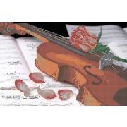 Ткань Б-35 с рис.д/вышив.бис. Скрипка (бис)