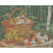 Ткань Б-43 с рис.д/выш.бис.Корзина с грибами (полн. зашивк.)